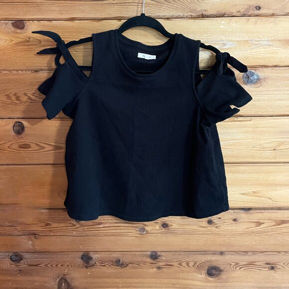 Madewell Skylark Black Cold-Shoulder Top Size Small - Picture 2 of 7